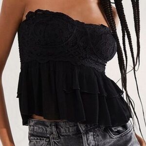 Free People Black Lace Crop Top